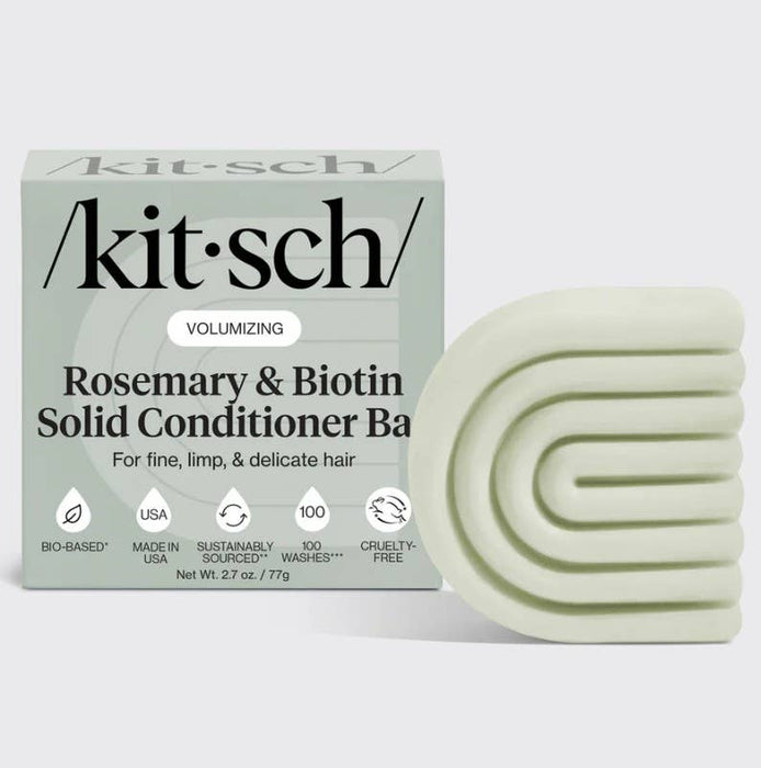 Kitsch Rosemary & Biotin Solid Conditioner Bar – Volumizing Conditioner for Fine, Thin & Limp Hair | Zero Waste, Eco-Friendly, Detangling, 100 Washes