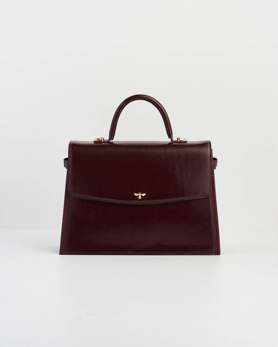 Cherry Red Structured Tote Bag – Medium Top Handle Purse with Shoulder Strap & Organized Interior | Elegant UK Designer Style