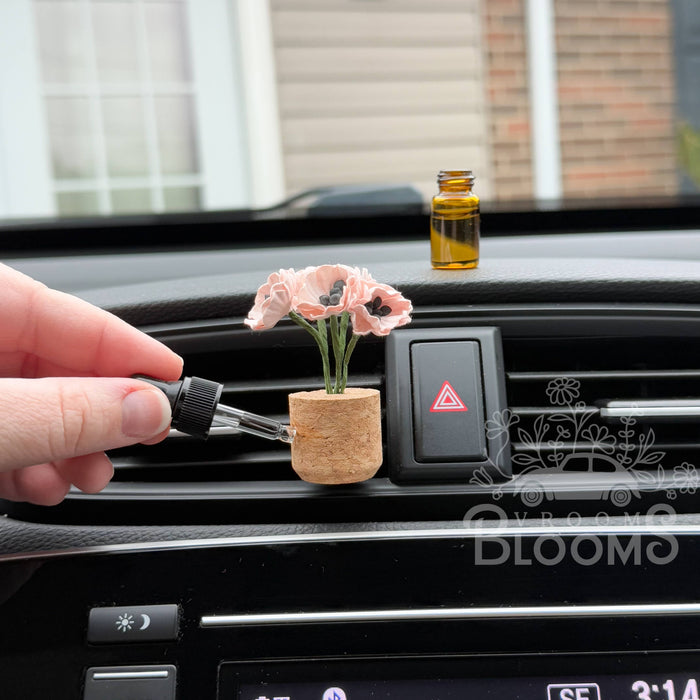 Vroom Blooms - Pink Poppies Vent Clip Car Air Freshener Diffuser (Reusable): *Bahama Mama*