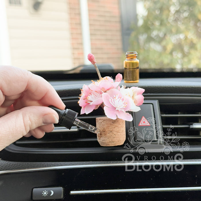 Vroom Blooms - Pink Cherry Blossom Vent Clip Car Air Freshener (Reusable) : Beach Linen