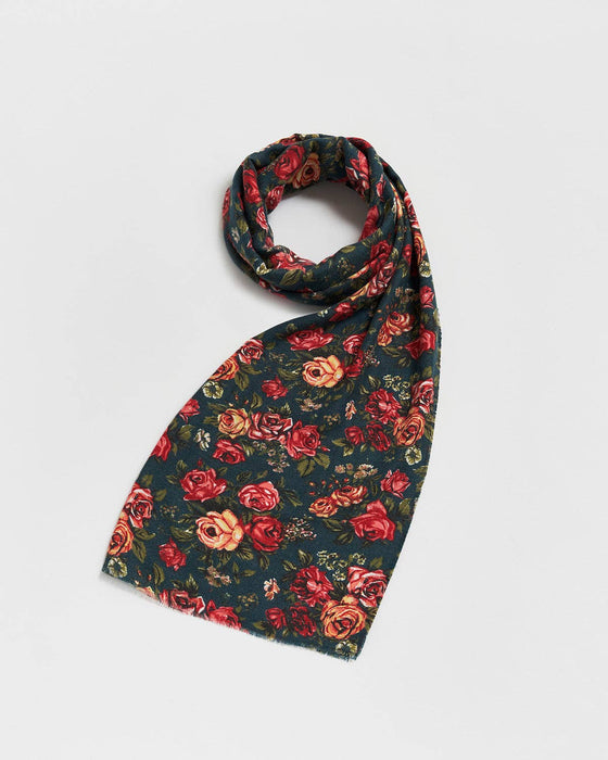 Fable England - Roses Teal Pashmina Scarf