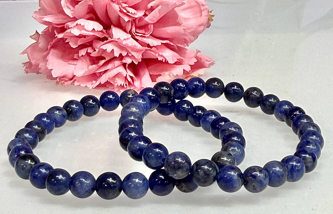 KayleeNYC - 6mm Natural Sodalite Crystal Healing Stretch Bracelet 7.5"
