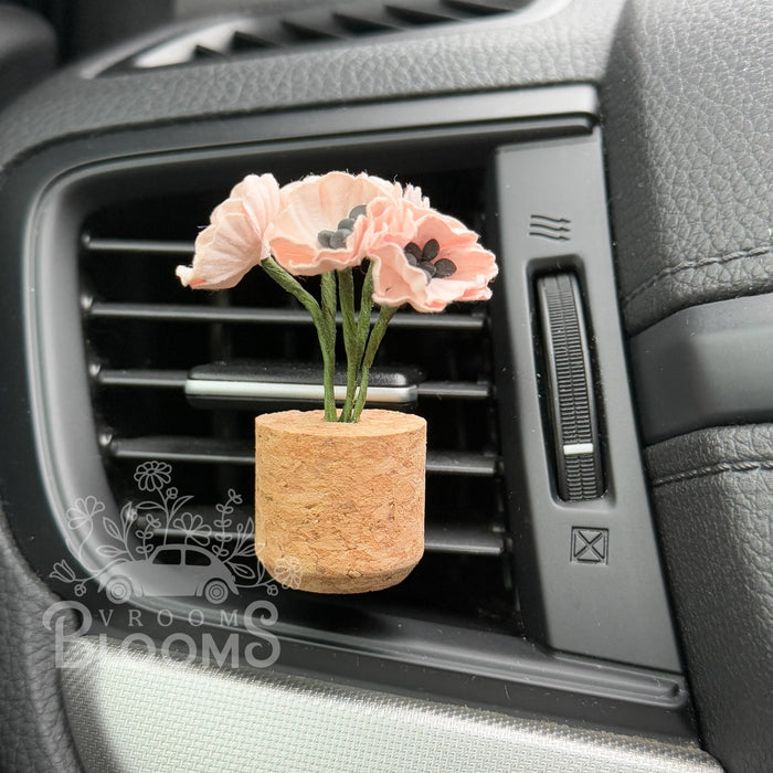 Vroom Blooms - Pink Poppies Vent Clip Car Air Freshener Diffuser (Reusable): *Bahama Mama*