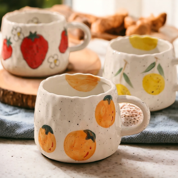 Homerely - Ceramic Fruit Printed Mugs | Coffee Cups | Drinkware: Strawberry