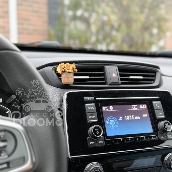 Vroom Blooms - Sunflower Vent Clip Car Air Freshener Diffuser (Reusable): *Bahama Mama*