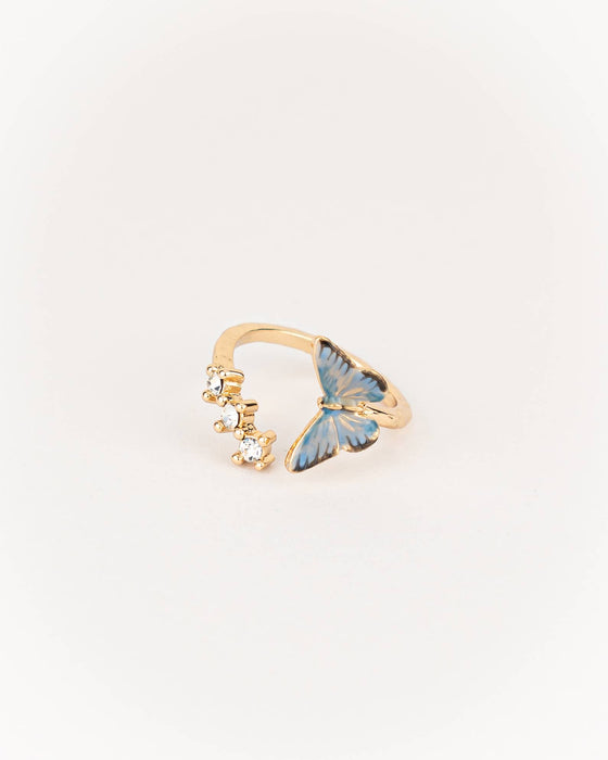 Fable England - Enamel Blue Butterfly Ring
