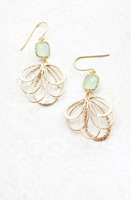 A Pocket of Posies - Mint Glass Modern Dangle Earrings - Gold