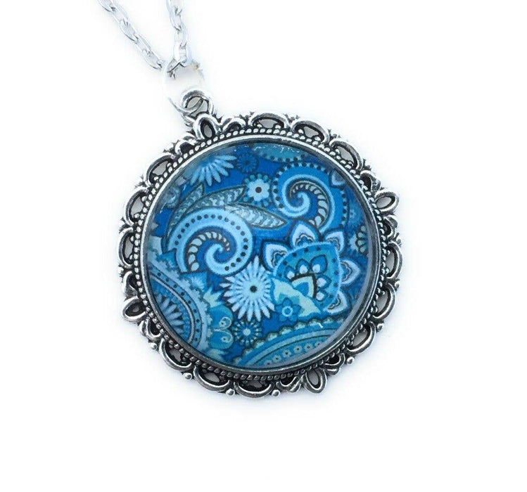 Fern & Filigree - Blue  Paisley  Necklace