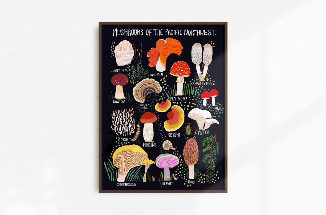 Anja Jane - Mushrooms of the Pacific Northwest Art Print