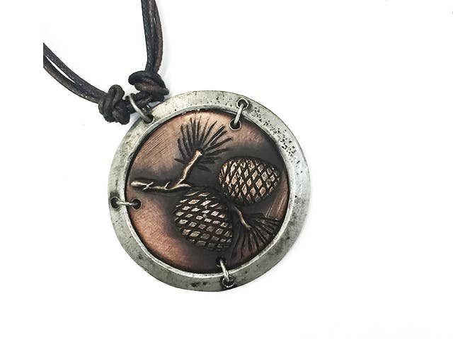Anju Jewelry - Pewter Necklace - Pair of Pine Cones