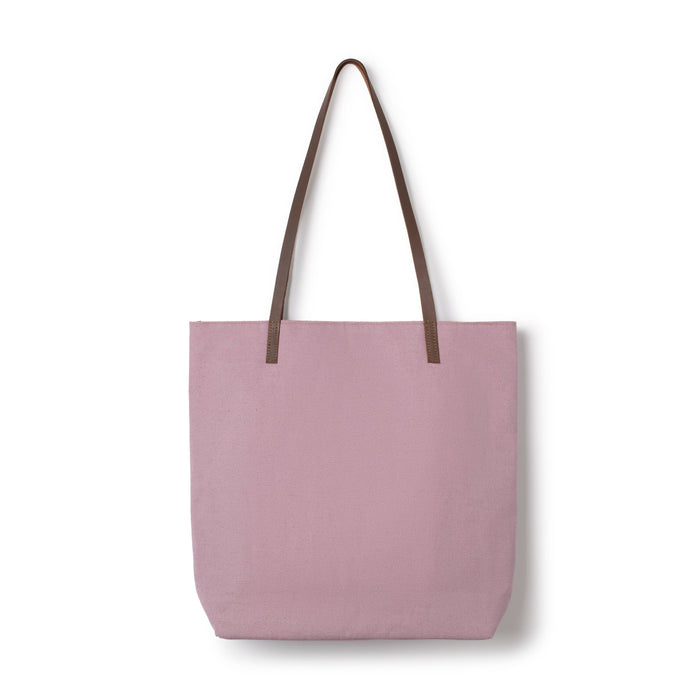 vooguish - Canvas Tote bag with recycled leather strap: Dusty rose