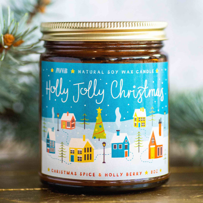 My Weekend is Booked - Holly Jolly Christmas Candle | Holiday Soy Candle, Amber Jar