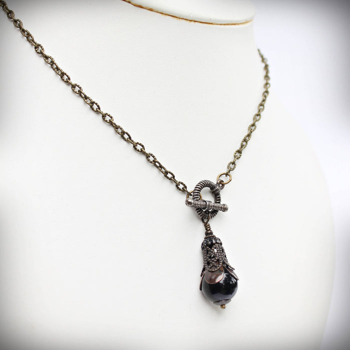 Circa 1890 - Black Onyx Pendulum Dowsing Necklace | Success & Harmony