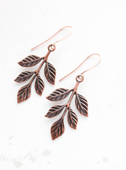 A Pocket of Posies - Branch Earrings - Antiqued Copper