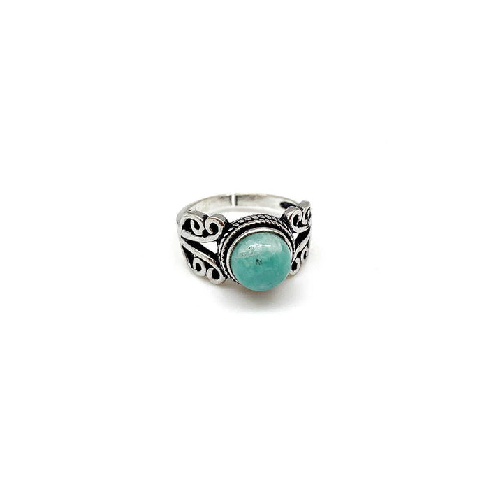 Anju Jewelry - Tanvi Collection Ring - Silver Circle with Amazonite