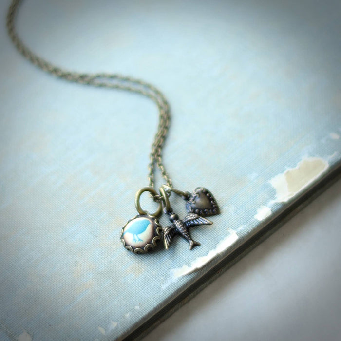 Circa 1890 - Bluebird of Happiness Charm Necklace
