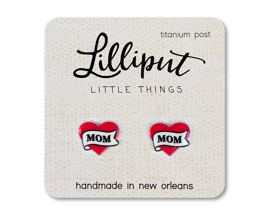 Lilliput Little Things - NEW Mom Tattoo Heart Earrings