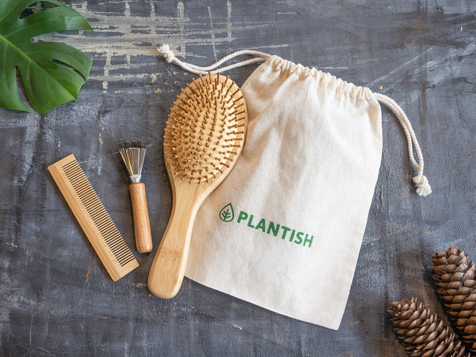 Plantish - Bamboo Hair Brush Set