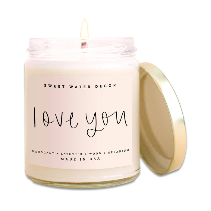 Sweet Water Decor - Love You Soy Candle - Clear Jar - 9 oz
