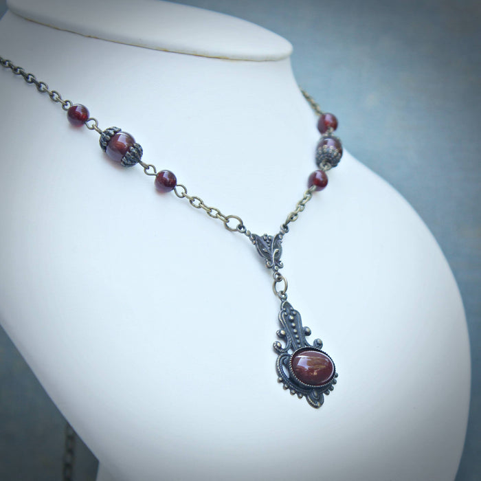 Circa 1890 - Carnelian Vintage Style Gemstone Necklace