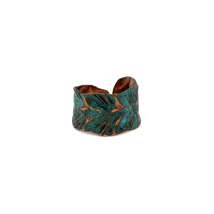Anju Jewelry - Copper Patina Ring - Teal Wrapped Leaf