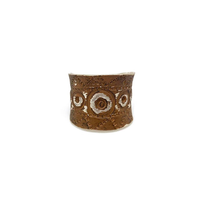 Anju Jewelry - Silver Patina Ring - Brown Medallions